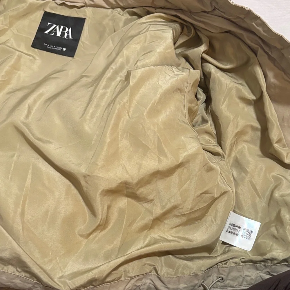 Zara Women's Beige Hooded Puffer Jacket - Picture 14 of 14